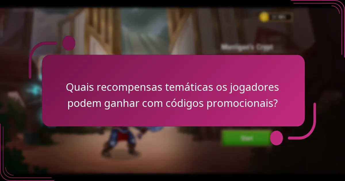 Quais recompensas temáticas os jogadores podem ganhar com códigos promocionais?